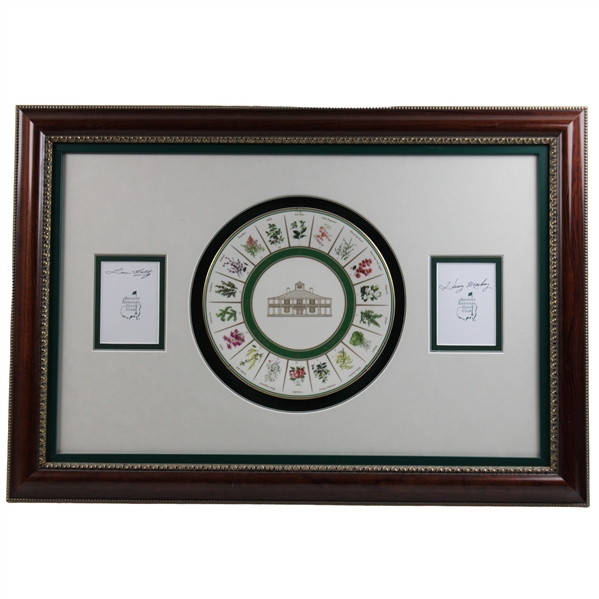 Lou Holtz & Other Signed Augusta National Scorecard w/Plate Framed Display JSA ALOA