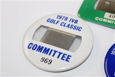 Four (4) 1976-80 IVB Golf Classic Committee Badges - Tom Kite 1st Win & Jack's 68th 