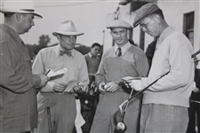 1946 LA Open Photo w/George Von Elm, Denny Shute & Ellsworth Vines on Tee