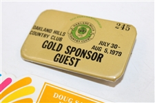 Three (3) Badges - 1979 PGA Championship, Cadillac, & 1988 Doug Sanders Kingwood Celebrity Classic