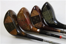 Four (4) Classic 2-Woods - Leo Diegel, Power Bilt & others