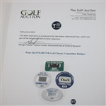 Four (4) 1976-80 IVB Golf Classic Committee Badges - Tom Kite 1st Win & Jack's 68th 