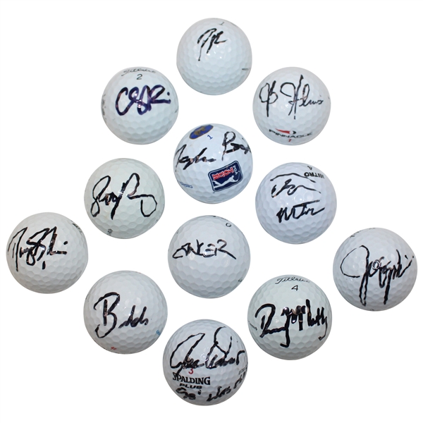 Twelve (12) Golf Stars Signed Various Logo Golf Balls JSA ALOA