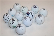 Twelve (12) Golf Stars Signed Various Logo Golf Balls JSA ALOA