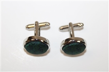 Masters Tournament Silk Dk Green Logo Cuff Links in Original Box - Made in Italy