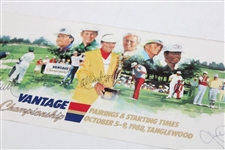 Arnold Palmer, Al Geiberger + Signed 1988 Vantage Championship Pairing Sheet JSA ALOA