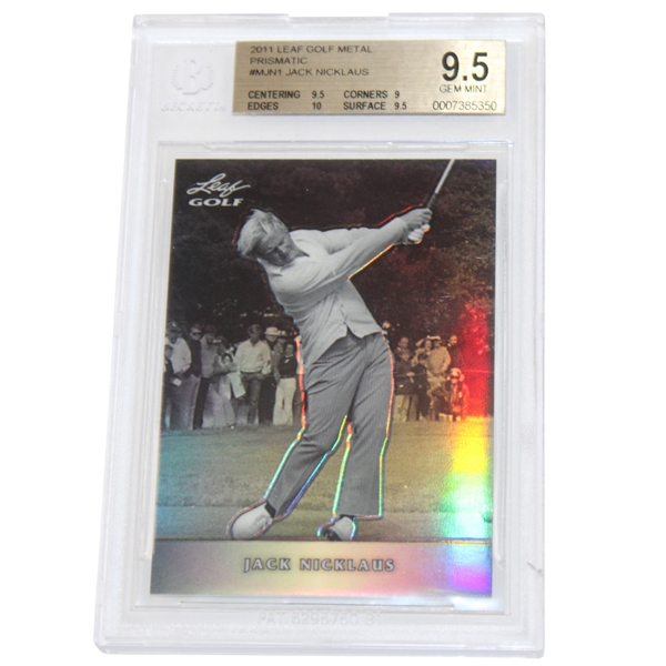 2011 Leaf Gold Metal Prismatic Jack Nicklaus Card Beckett Graded 9.5 Gem Mint #0007385350