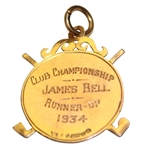 1934 Carnoustie Golf Club '1842' Club Championship Runner-Up Gold Medal