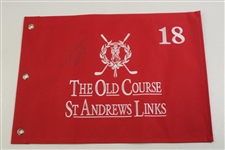 John Daly Signed The Old Course St. Andrews Links Red Embroidered Flag JSA ALOA