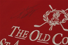 John Daly Signed The Old Course St. Andrews Links Red Embroidered Flag JSA ALOA