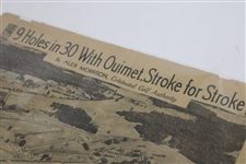 '9 Holes in 30 with Ouimet, Stroke for Stroke' 1931 US Am Newspaper Article Sheet by Alex Morrison