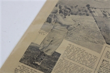 '9 Holes in 30 with Ouimet, Stroke for Stroke' 1931 US Am Newspaper Article Sheet by Alex Morrison