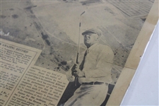 '9 Holes in 30 with Ouimet, Stroke for Stroke' 1931 US Am Newspaper Article Sheet by Alex Morrison
