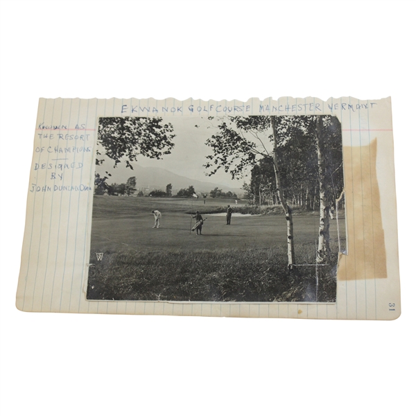 Ekwanok Golf Course Designed by John Duncan Dunn Original Photo - J.D. Dunn Collection