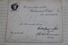 John Duncan Dunn's Personal Golf Club Membership Admission Cards