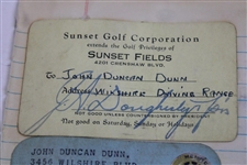 John Duncan Dunn's Personal Golf Club Membership Admission Cards