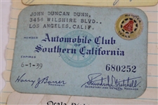 John Duncan Dunn's Personal Golf Club Membership Admission Cards