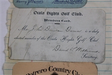 John Duncan Dunn's Personal Golf Club Membership Admission Cards