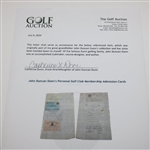 John Duncan Dunn's Personal Golf Club Membership Admission Cards