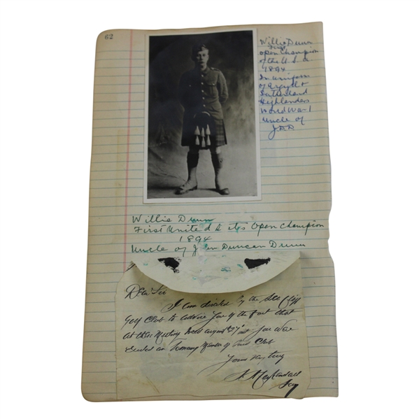 First US Open Runner-Up Willie Dunn in War Uniform Original Photo - J.D. Dunn Collection