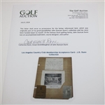 Los Angeles Country Club Membership Acceptance Card - J.D. Dunn Collection