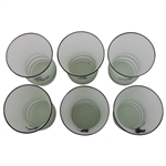 Vintage Glass Cocktail Shaker With 6 Glasses Featuring Golfers In Relief