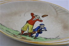 Crown Ducal Humorous Golf Scene Shell Shaped Dish w/Chip To Rear