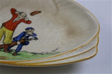 Crown Ducal Humorous Golf Scene Shell Shaped Dish w/Chip To Rear