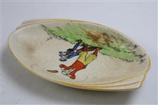 Crown Ducal Humorous Golf Scene Shell Shaped Dish w/Chip To Rear