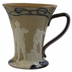 Doulton Lambeth Art Nouveau Flared Rim Mug With Golfers In Relief,  High Circa 1900