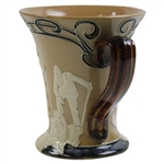Doulton Lambeth Art Nouveau Flared Rim Mug With Golfers In Relief,  High Circa 1900
