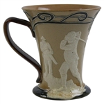 Doulton Lambeth Art Nouveau Flared Rim Mug With Golfers In Relief,  High Circa 1900