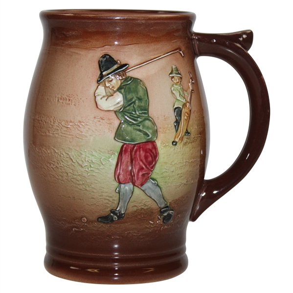 Royal Doulton Kingsware Chas. Crombie Puritan Golfers Airbrush Brown Golf Tankard