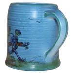 Crown Ducal Humorous Golf Scene Blue Mug 4.5” Circa 1930