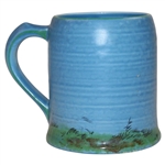 Crown Ducal Humorous Golf Scene Blue Mug 4.5” Circa 1930