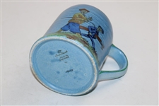 Crown Ducal Humorous Golf Scene Blue Mug 4.5” Circa 1930