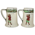 Royal Doulton Pair Of Chas. Crombie Golf Seriesware Mugs