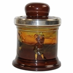Royal Doulton Kingsware Golf Tobacco Jar with Sterling Silver Rim 