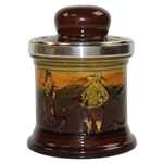 Royal Doulton Kingsware Golf Tobacco Jar with Sterling Silver Rim 