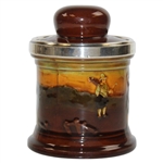 Royal Doulton Kingsware Golf Tobacco Jar with Sterling Silver Rim 