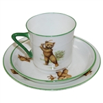 c.1900 Woods & Sons England Bone China Teddy Bear Playing Sports Cup/Saucer/Side Plate