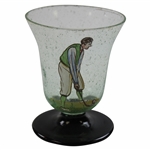 Vintage Bubble Glass With Golfer Shot Glass