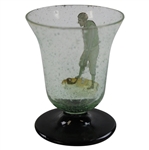 Vintage Bubble Glass With Golfer Shot Glass