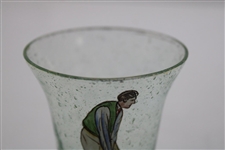 Vintage Bubble Glass With Golfer Shot Glass