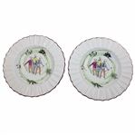 Pair Of Crown Staffordshire Fine Bone China Golfer Plates