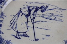 c.1900 Minton Lady Golfer Blue & White Plate