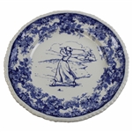 c.1900 Minton Lady Golfer Blue & White Plate
