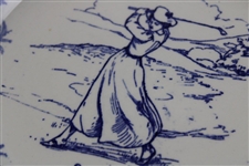 c.1900 Minton Lady Golfer Blue & White Plate