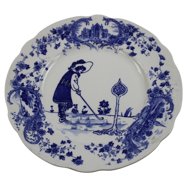 1903 Royal Doulton Picturesque Scenes Golf Plate - Impressed On The Back 1903