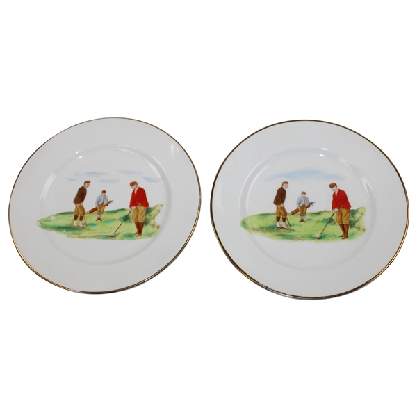 c.1900 Carlton Ware Red Jacket Golfer Side Plates